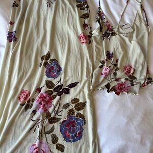 Free People Floral Midi Dress - Cream with Pink and Blue Accents